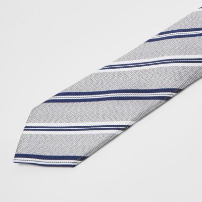 Grey silk stripe tie